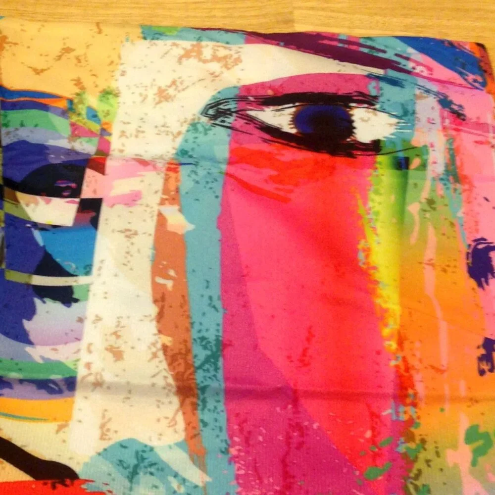 Abstract face pillow cover, colorful and fun